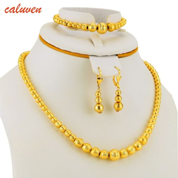 

selling bead necklace earrings bracelet set jewelry ball for women gold color africa/arab/middle east/ethiopian gift 201222, Slivery;crystal