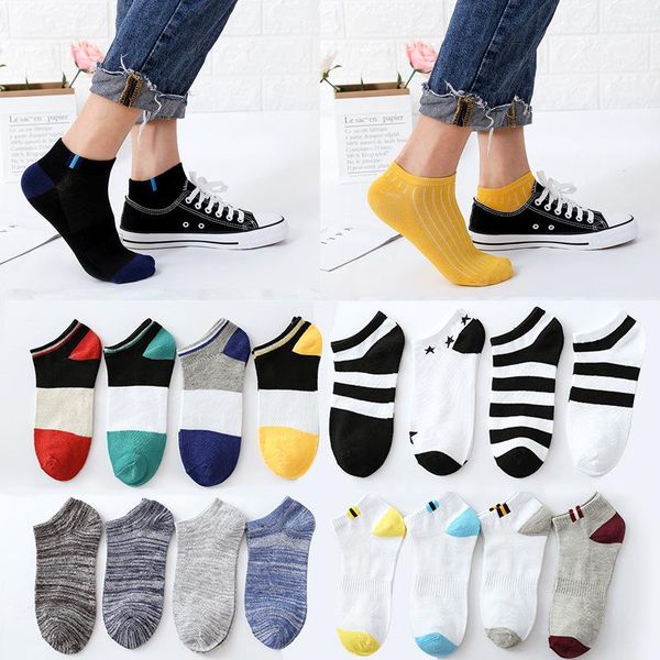 

buy giveaway 5 pairs total get 10 size 36-42 men socks sport invisible ankle breathable cotton boat kg-1, Black