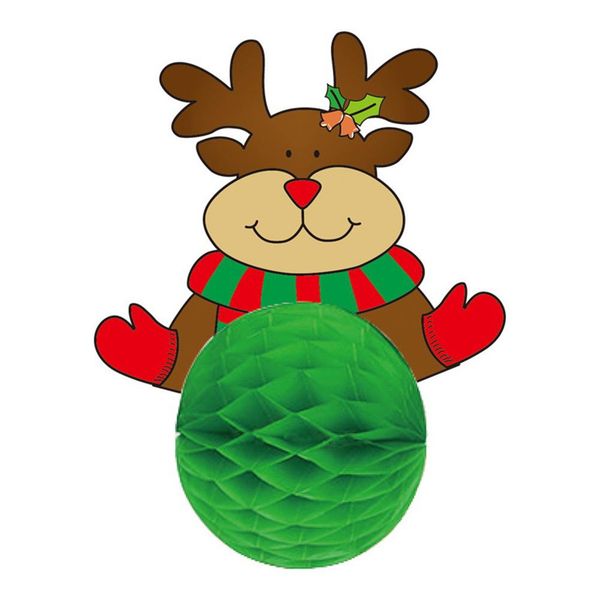 

прекрасных honeycomb форма сант снеговик дизайн бумага баннер xmas висячие украшения рождественских украшений для дома 2021 нового года jllj