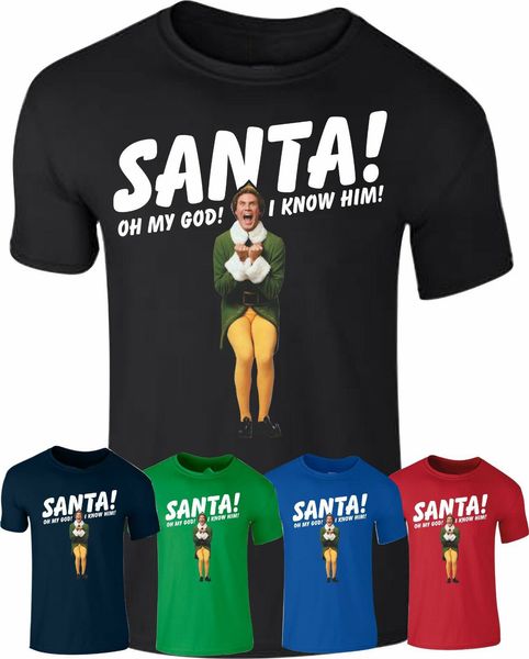 

santa i know him t shirt women funny buddy the elf christmas gift tee shirt streetwear harajuku leisure sport hooded sweatshirt hoodie
