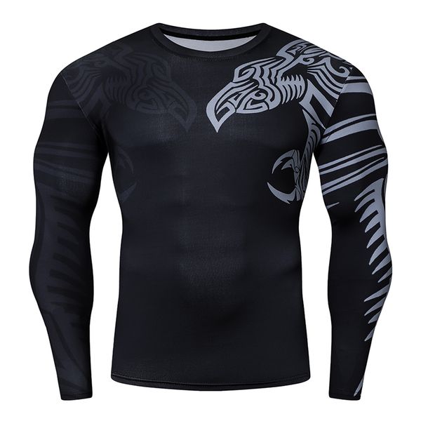 

autumn winter new fashion men t-shirt with scarf long sleeve 3d print compression shirt gym fitness running sport, White;black