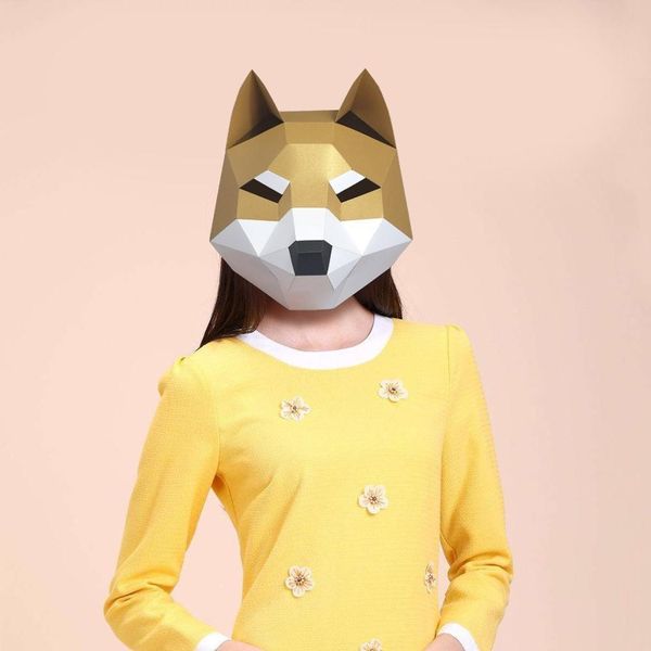 

cosplay 3d animal costume fashion cute dog diy paper craft model mask christmas halloween prom party gift