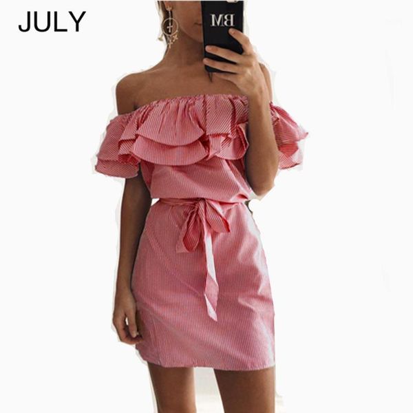 

women dresses striped summer dress ruffle collar 2019 bandage sundress casual summer dress strapless july1, Black;gray