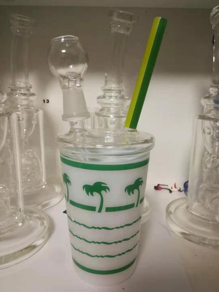 Tiktok 2021 copo quente bong com percolador original opaco brilhante verde de concentrado de vidro plataforma de vidro vidraceiro vidraceiro tubos de água