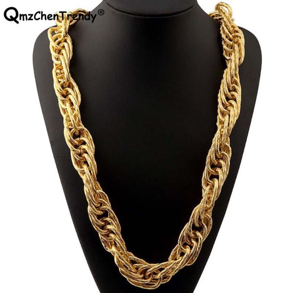 

t show stage 22mm width 243g super heavy women mens twist cable rope chain necklaces golden bling hip hop exaggerated jewelry, Silver