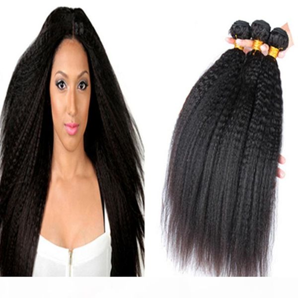 

malaysian kinky straight virgin human hair 3 bundles 100% carse yaki virgin human hair large in stocks, Black