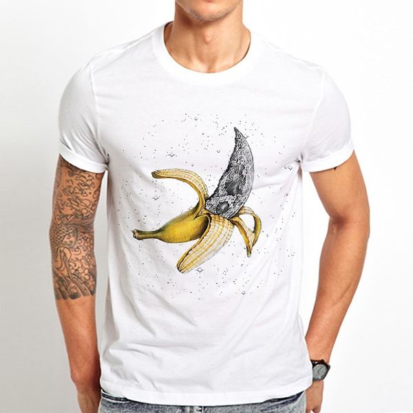 

creative planetary banana moon funny t shirt men summer new white casual homme cool geek tshirt sport hooded sweatshirt hoodie