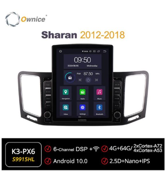 

car audio ownice octa 8 core android 10.0 radio forvolkswagen sharan 2012 2013 2014 2021 gps multimedia stereo playertesla style 4g