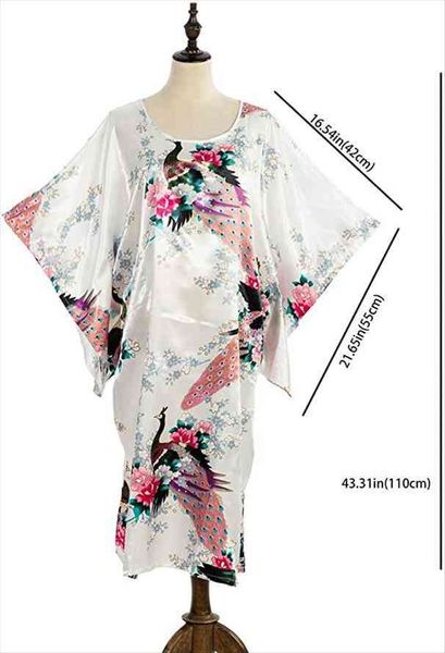 

female silk rayon robe bath gown nightgown summer casual home dress printed loose sleepwear plus size nightwear bathrobe, Black;red