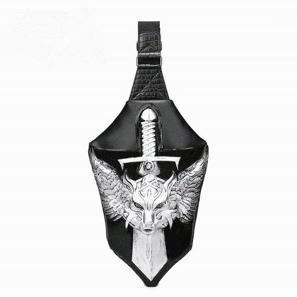 

new 3d wolf chest bag sports leisure korean tourism pu shoulder bag men's personality messenger1