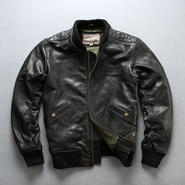 

2020 ma one baseball jacket black cow leather jacket men slim fit casual leather coat for men calf skin flight male1