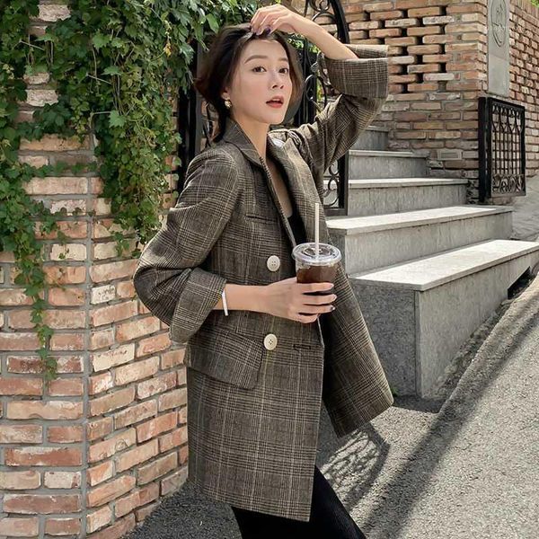 

women plaid blazer jacket 2020 spring autumn coats1, White;black