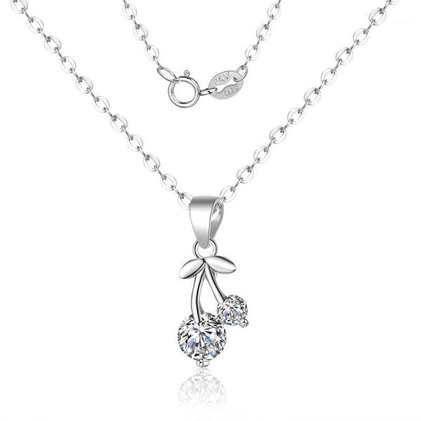 

100% 925 sterling silver cherry charm necklace small charm necklaces simple charmed necklaces for girl birthday gift jewellery1