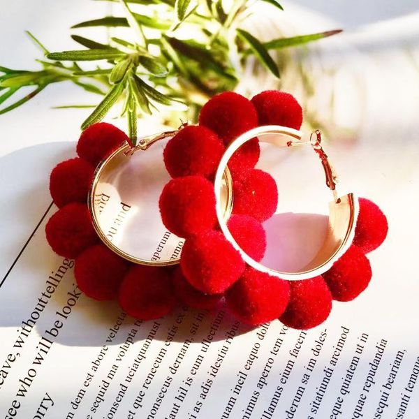 

coco&willow big pompom lovely hoop earrings boho ethnic style earrings for women fashion jewelry for christmas party1, Golden