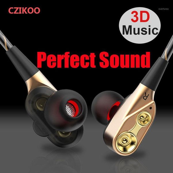 

dual-dynamic quad-core speaker 3.5mm in-ear earphone headphones soft super bass music gaming headset 1.2m wired headsets1