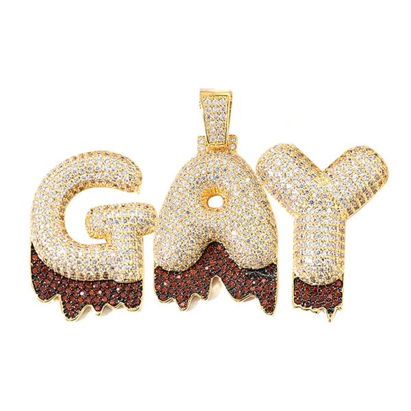 

gold silver colors bling cz custom name letter pendant necklace with 24inch rope chains necklaces for men women nice gift
