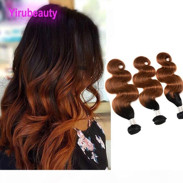 

indian human hair extensions 1b 30# ombre color body wave three bundles double wefts 1b 30 two tones color hair products, Black