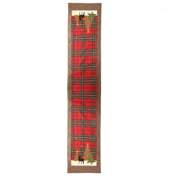 

christmas decorations 180cm elk small tree pattern table mats creative plaid tablecloth1