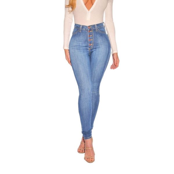 

high waist jeans for women spring autumn blue high waisted skinny jeans woman pencil denim pants female 201105