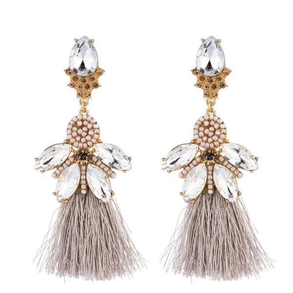 

dangle & chandelier arrival vintage boho earrings insects bee design long thread tassel rhinestone drop earring for women girls party holida, Silver