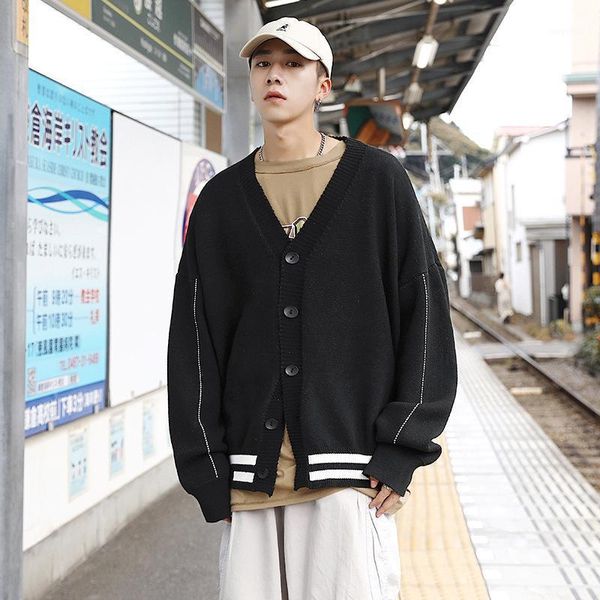 

cardigan men korean clothes 2020 mens harajuku black sweaters desginer vintage winter sweater long sleeve clothing for male1, Black;brown