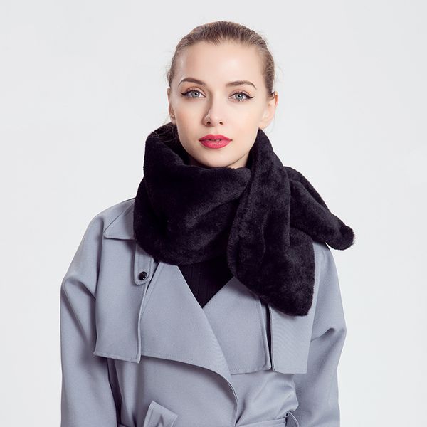 

korean winter dress korean celebrity temperament angora rabbit hair white collar scarf, Blue;gray