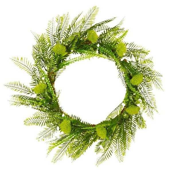 

fern leaves wreath wooden vine circle simulation decoration wreath thanksgiving decoration home