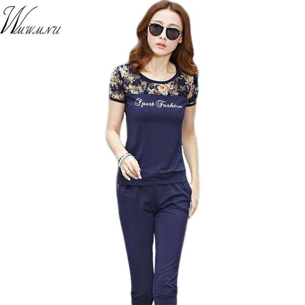 

mom's suit summer fashion casual two-piece sportswear female spring and autumn 2019 new summer women printed short-sleeved t200702, White