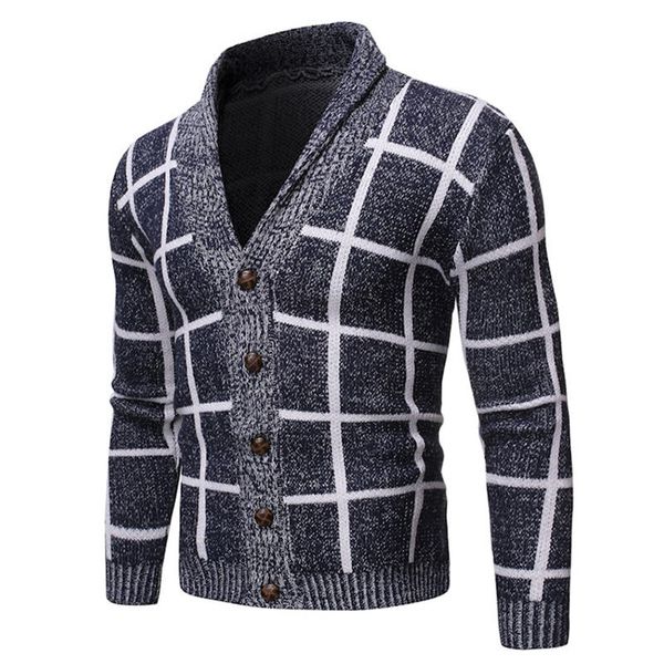 

mens winter loose long sweaters sleeve designer males knitted plaid breasted singe casual caydigan clothing dlxlo, Black