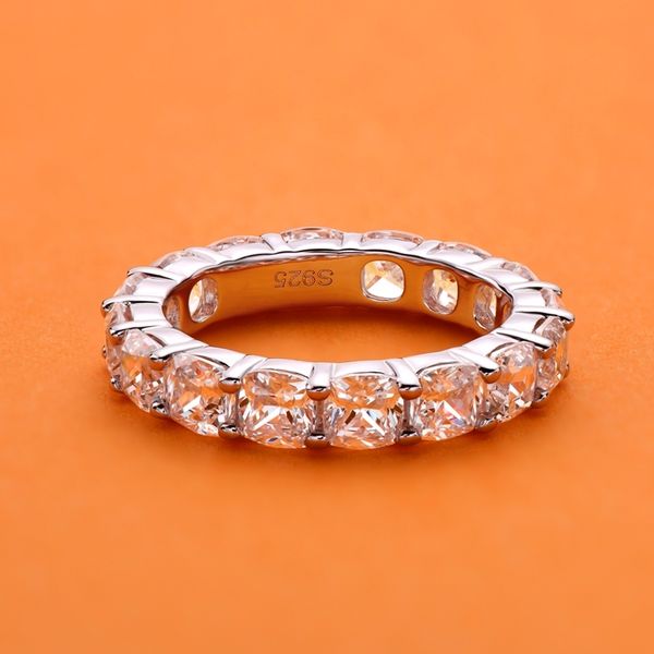 

ainuoshi cushion cut sona simulated diamond full eternity rings anniversary rings wedding band ring for women y200106, Slivery;golden