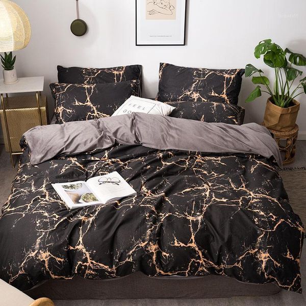 

velvet flat/fitted bed sheet cotton duvet cover set j pcs twin  king size soft warm dark grey marble bedding set1