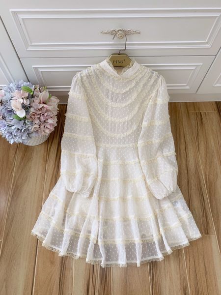 

2020 autumn new french print lace mosaic stand neck lantern, sleeve, high waist show thin temperament short dress, Black