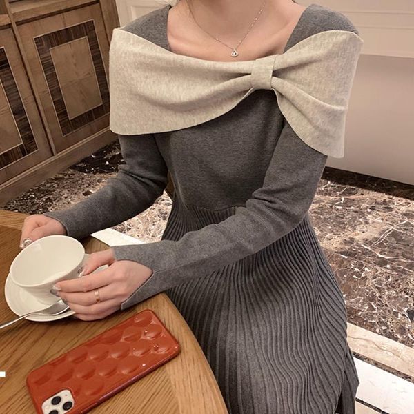 

women's 2021 new dresses to the elegant line shredded mini-collar skinny long sleeve empire retro red design y254 qqg9, Black;gray