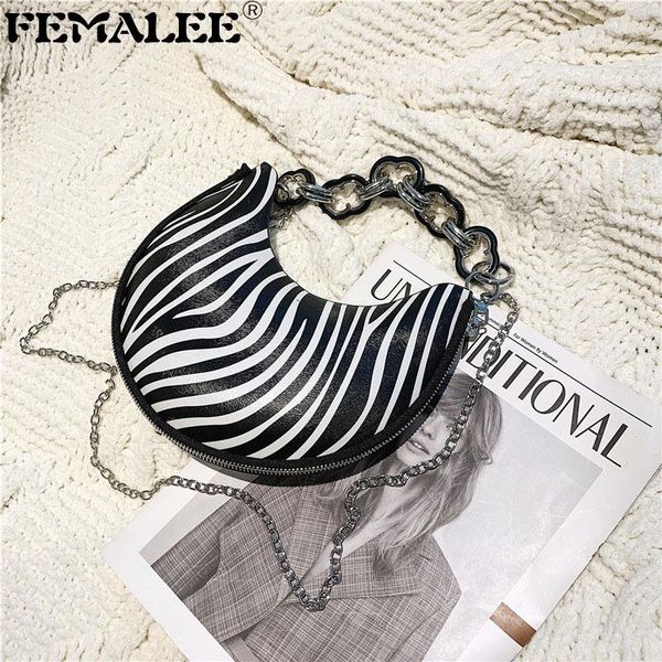 

дизайнер корова шаблон half moon shape подмышки сумка hit цвет серпантин дамы мешок плечо леопардового акриловые цепные сумки