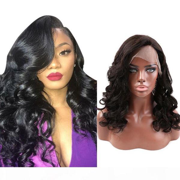 

greatremy natural hairline brazilian glueless full lace wig loose wave human hair 8a indian lace front wig for black women, Black;brown