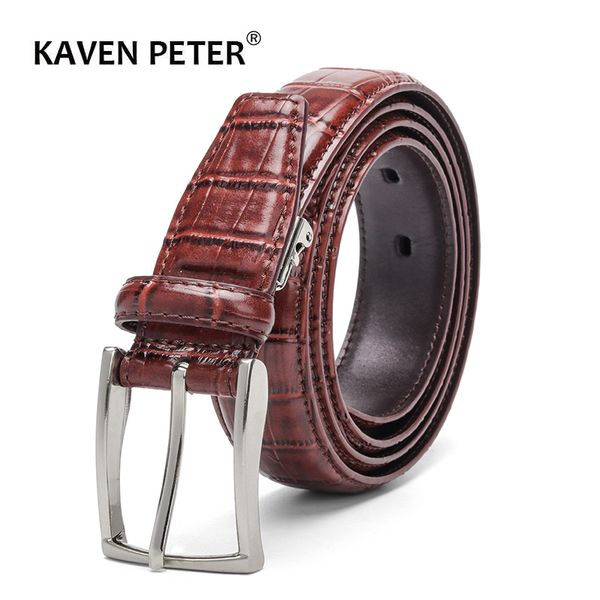 

casual men belts crocodile pattern cowskin 3.0 cm belts for women genuine leather belt cinturones para hombre black brown t200113