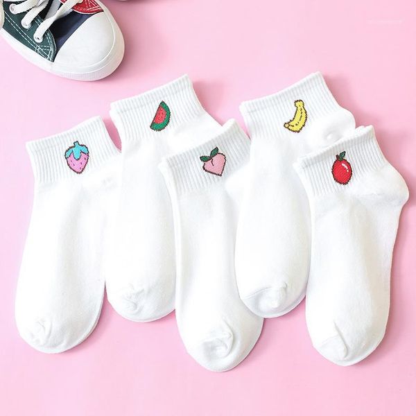 

socks & hosiery kawaii fruit cartoon harajuku korean happy gifts for women cotton japanese cute style college summer solid socks1, Black;white