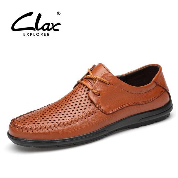 

clax mens dress shoes genuine leather summer man formal shoe breathable male social shoe derby footwear, Black