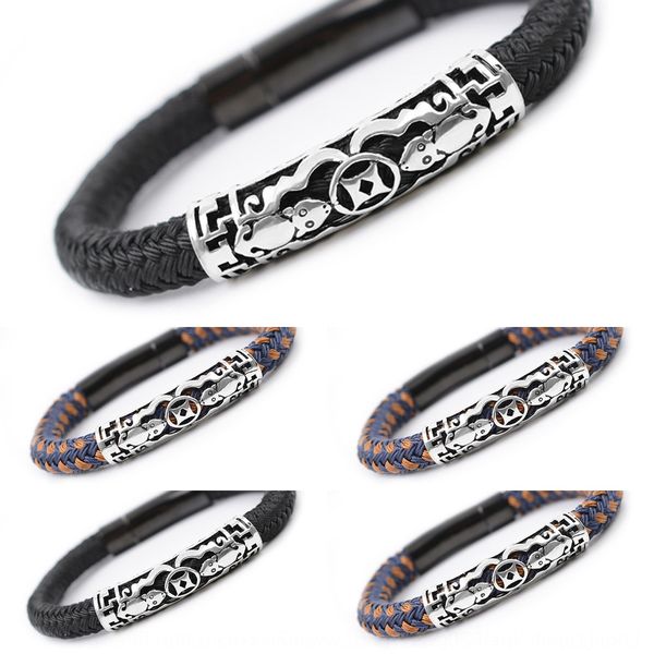 

dragon knot new double\" s925 silver tube outdoor men's knitting hand rope has various bracelet bracelet styles ps0ec, Golden;silver
