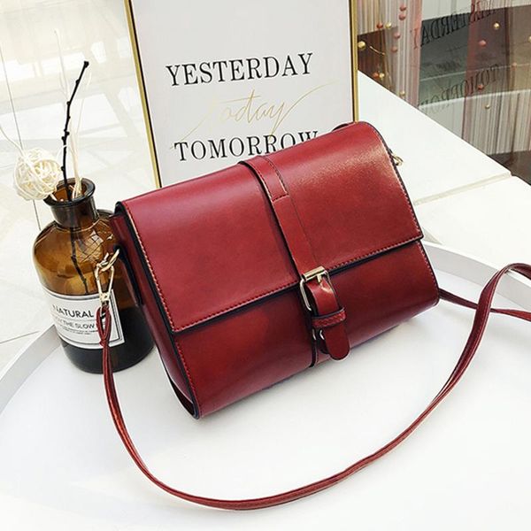 

new small square bags for women ladies shoulder bag pu solid color buckle messenger bag small square handbag