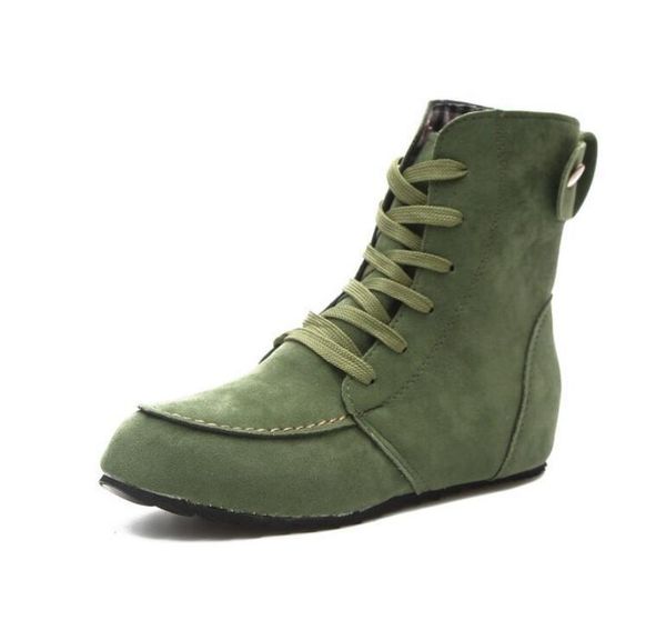 

boots 2021 women suede leather ankle casual lace up winter comfortable soft rubber solid black flat shoes female boot