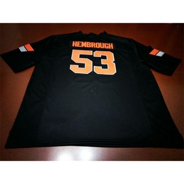 

3421 #53 hembrough black orange oklahoma state cowboy alumni college jersey size s-4xl or custom any name or number jersey