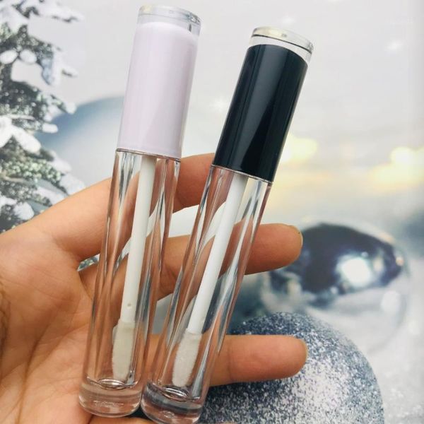 

new 5ml lip gloss tubes with wand,plastic empty lipglaze tube,white,black cap diy beauty lip glaze cosmetic packing container1