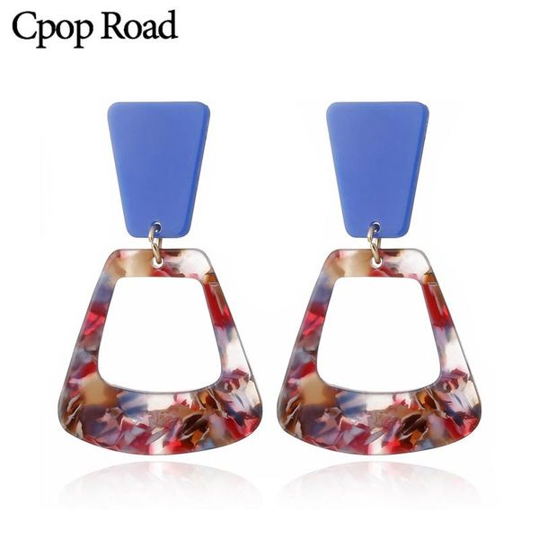 

dangle & chandelier cpop fashion geometric acrylic earring for women color red yellow acetic acid pendant elegant accessories jewelry, Silver
