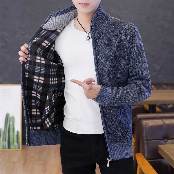 

zipper cardigan sweater men fashion korean style clothing slim s long sleeve knitted cardigans oversize 211221, White;black