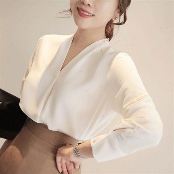 

brief style chiffon blouse women long sleeve shirt office lady women blusas femininas camisas mujer, White