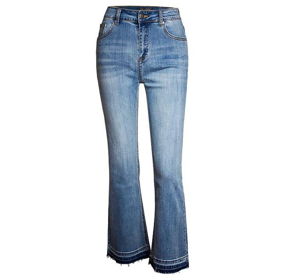 

women jeans 2021 blue washed elastic denim loose wide leg cropped trousers boyfriends cowboy micro flared pants for girl