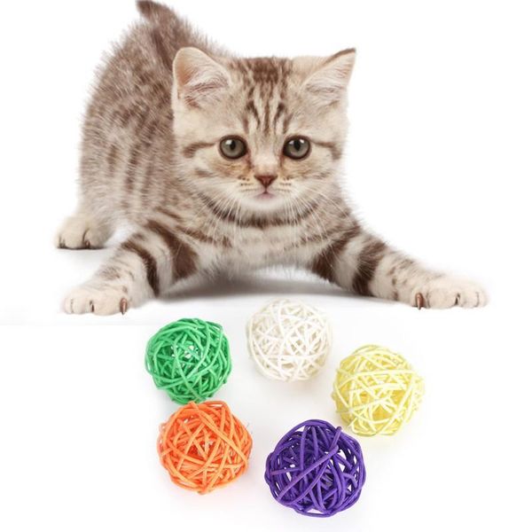 

cat toys 5pcs/lot pet fashion woven rattan ball toy for supplies