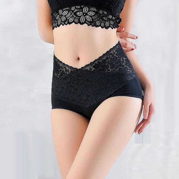 

women shapers solid color cotton high waist lace seamless women's panties underwear briefs panty lingerie female underpants1, Black;pink