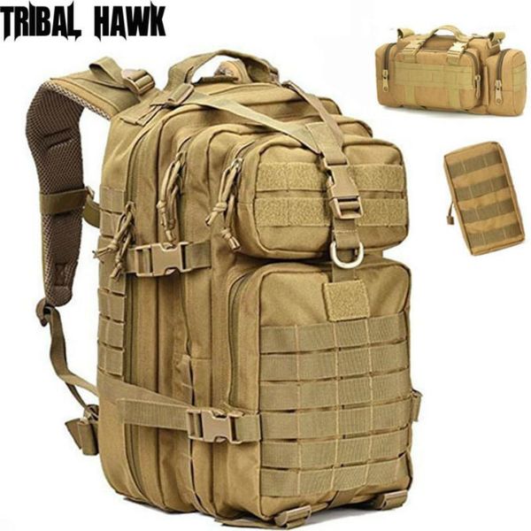 

50l assault bags army tactical molle backpack outdoor hiking camping hunting backpack camo waterproof trekking pack1